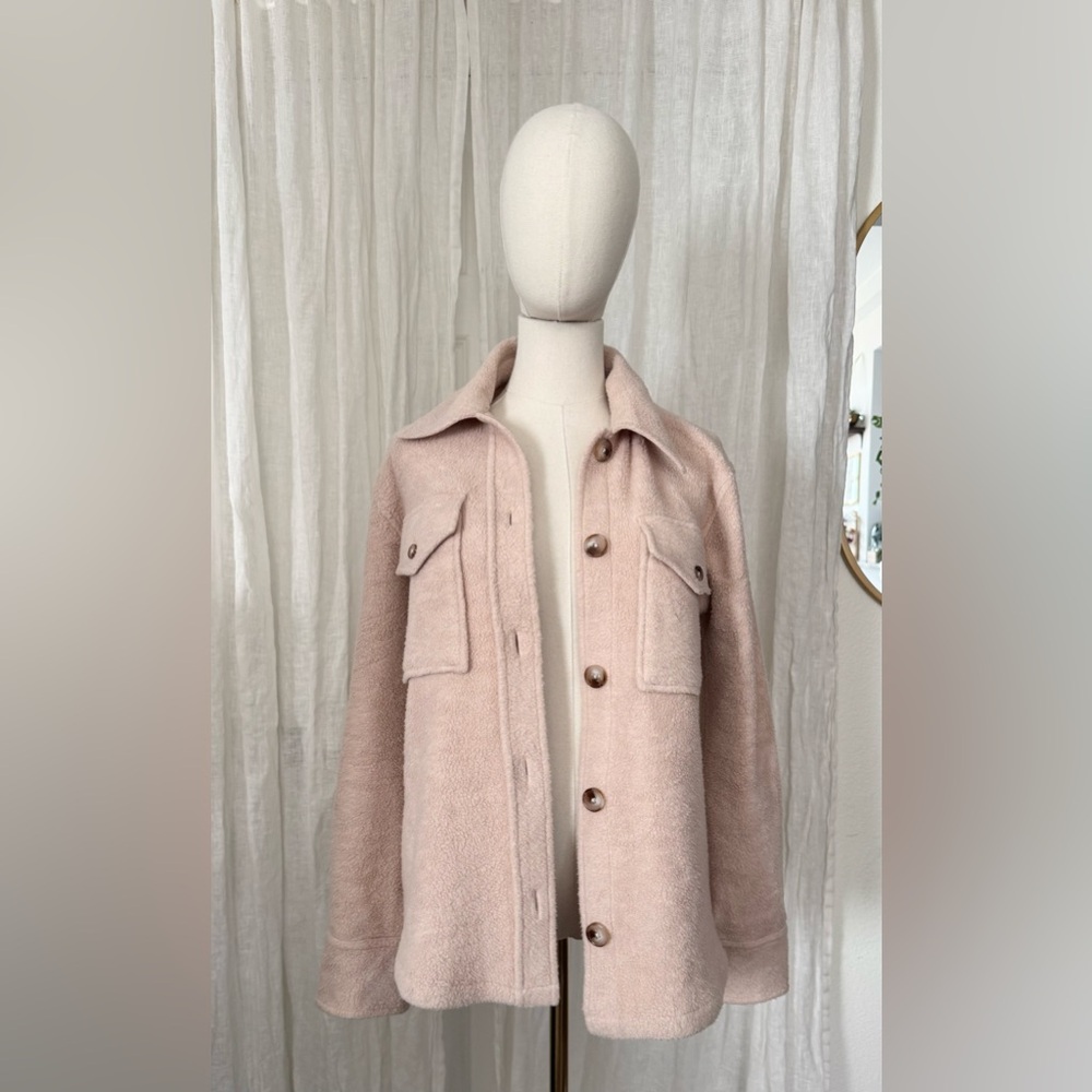 Faherty Holden High Pile Fleece Jacket in Peach Whip - Picture 8 of 10